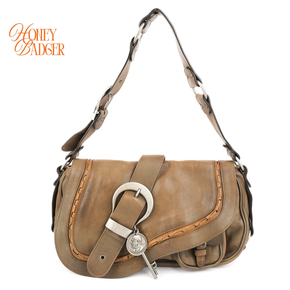 Dior Gaucho Vintage Leather Brown Rank B