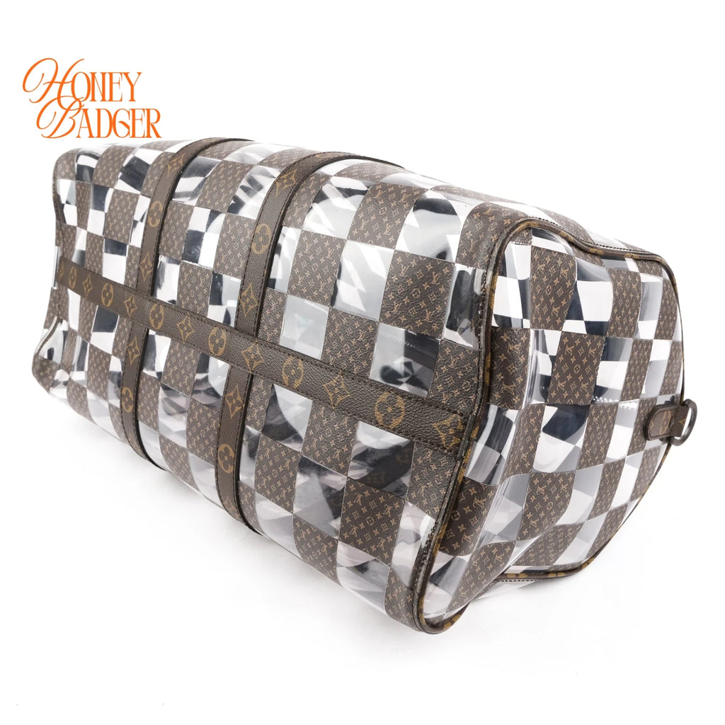 Louis Vuitton Keepall Bandoulière 50 Monogram Chess Brown/Clear Rank A