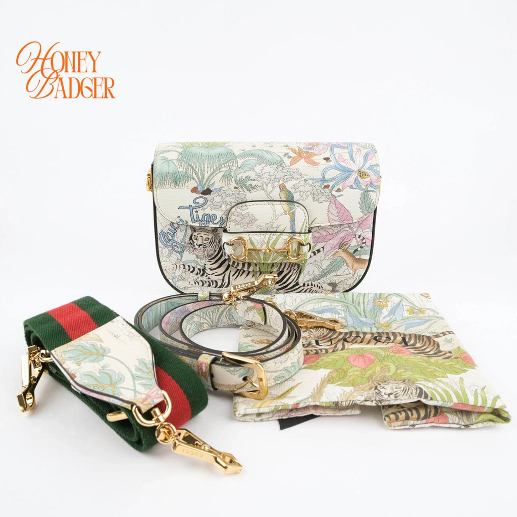 Gucci Horsebit 1955 Tiger shoulder bag in multicolor leather, Grade S condition.
