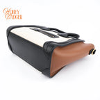 Celine Luggage Nano Leather Tricolor Black White Brown Rank A