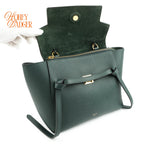 Celine Belt Bag Mini Grained Calfskin Amazone Dark Green Gold Hardware Rank AB