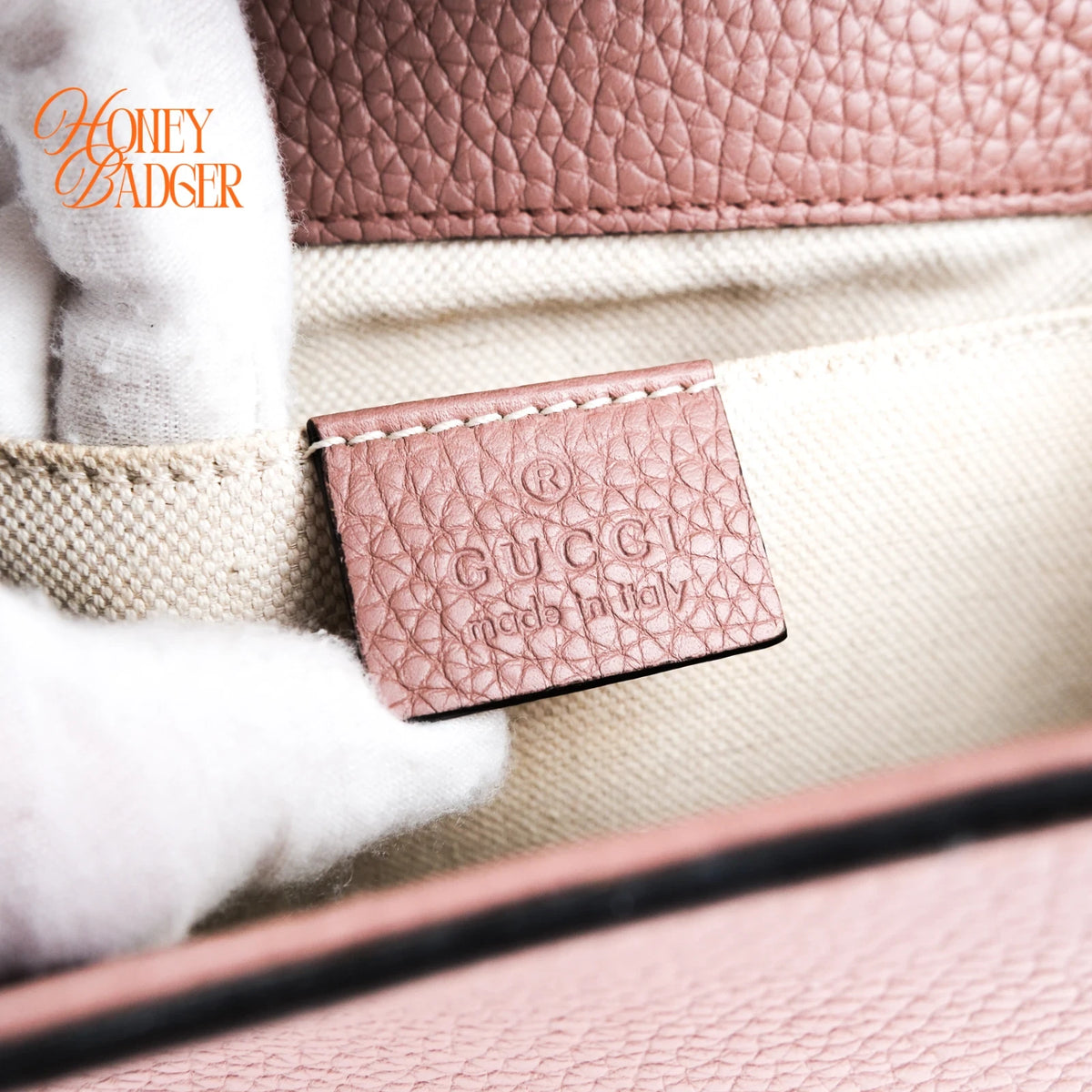 Gucci GG Marmont Small Top Handle Grained Leather Dusty Pink Antique Gold Hardware Rank AB