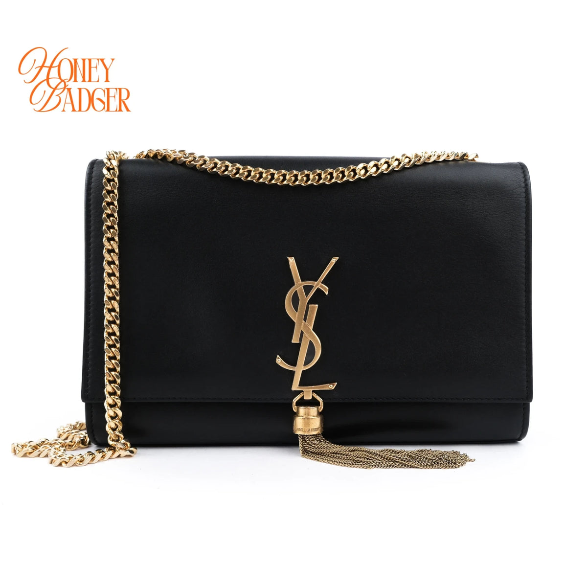 Saint Laurent Kate Tassel Medium Smooth Calfskin Black Gold Hardware Rank AB