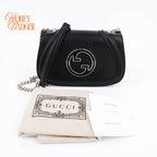 Gucci Blondie chain bag in black leather, Grade S condition.