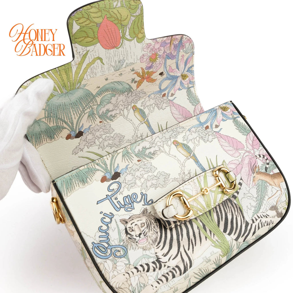 Gucci Horsebit 1955 Tiger shoulder bag in multicolor leather, Grade S condition.