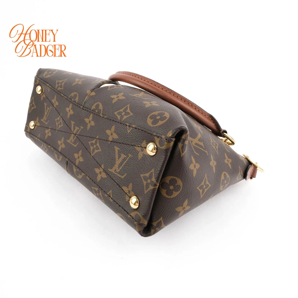 Louis Vuitton V Tote BB Monogram Brown 2Way Handbag K1740 Rank A