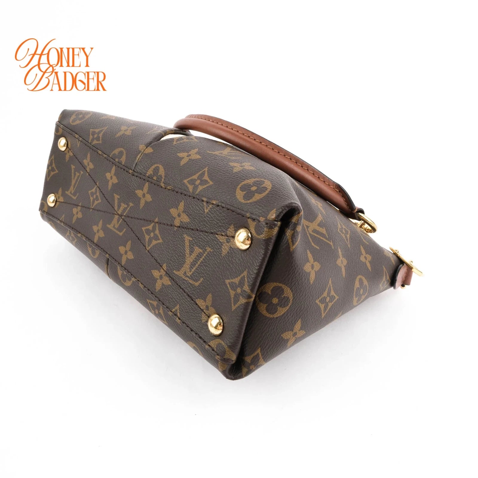 Louis Vuitton V Tote BB Monogram Brown 2Way Handbag K1740 Rank A