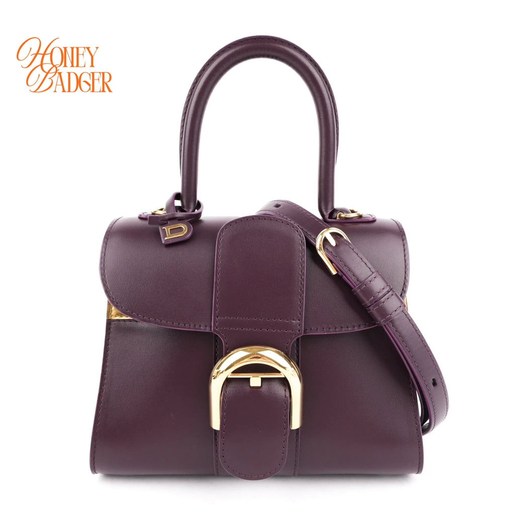 Delvaux Brillant Mini Purple Box Calf Leather 2-Way Bag Rank A