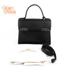 Delvaux Tempête MM Black Calfskin 2Way Top Handle Shoulder Bag Rank A