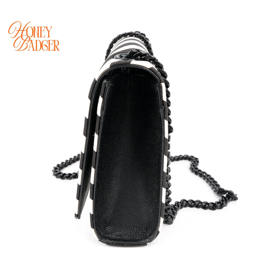 Saint Laurent Kate Small Striped Fabric Black/White Rank A
