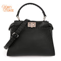 Fendi Peekaboo Mini Selleria Grained Leather Black Rank A