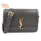 Saint Laurent Solferino Medium Satchel Bag Gray Smooth Leather Gold Hardware