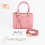 Prada Galleria Small Sakura Pink Saffiano Leather 2Way Bag Rank A