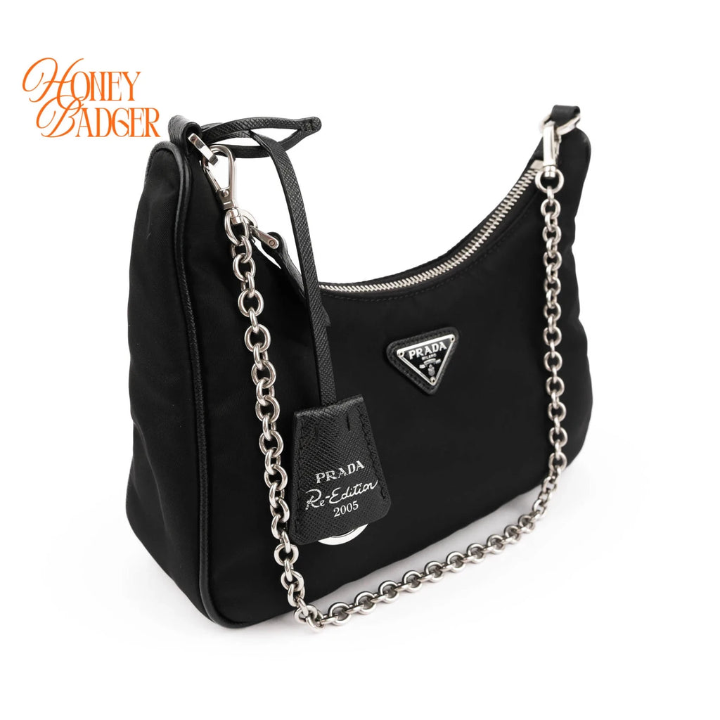 Prada Re-Edition 2005 Nylon and Leather 2WAY Shoulder Bag Black 1BH204