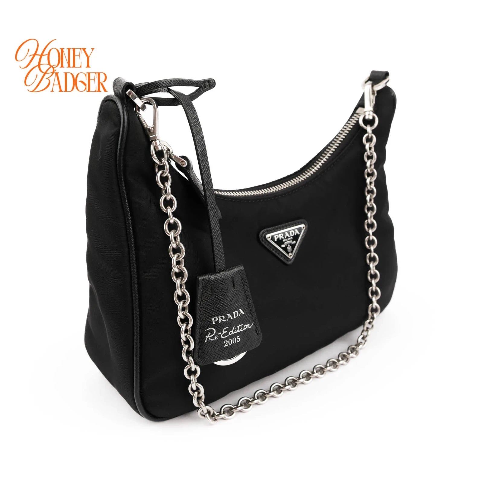 Prada Re-Edition 2005 Nylon and Leather 2WAY Shoulder Bag Black 1BH204