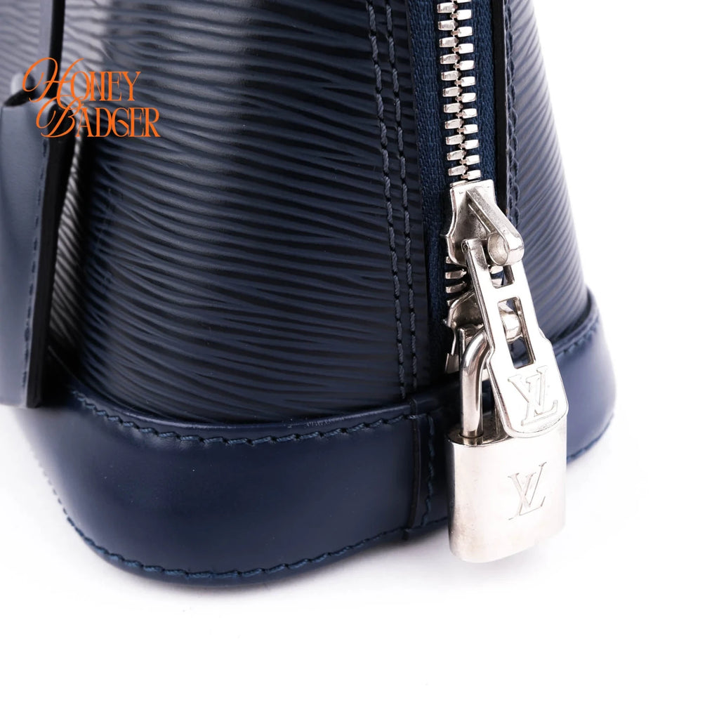 Louis Vuitton Alma BB Epi Leather Indigo Blue Silver Hardware Rank A