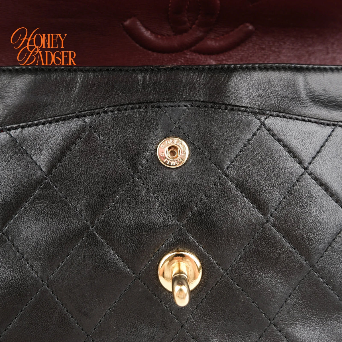 Chanel Classic Double Flap Medium 25 Quilted Lambskin Black Gold Hardware Rank AB