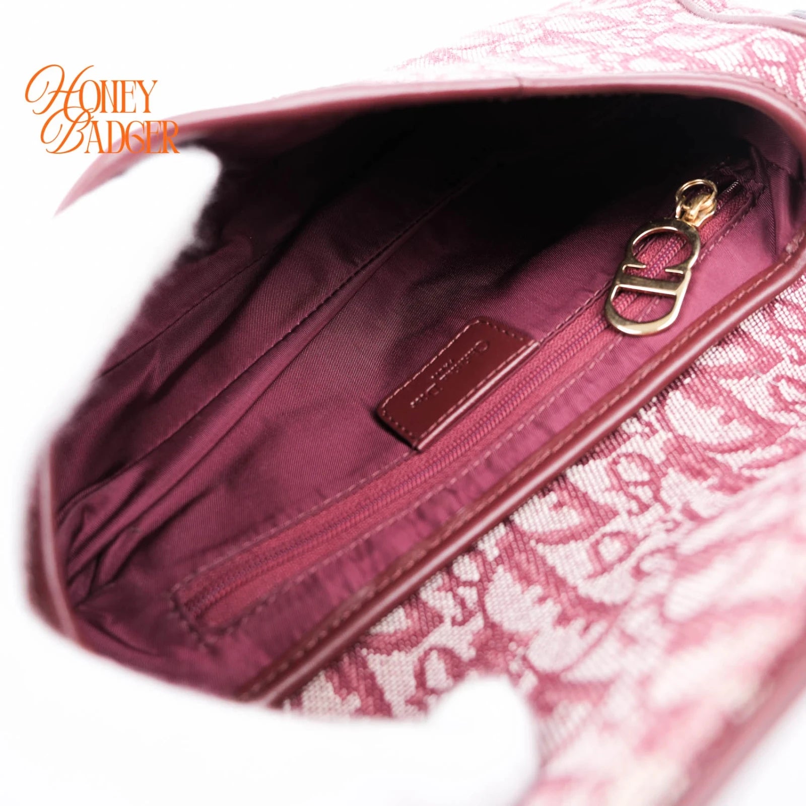 Dior Saddle Medium Oblique Jacquard Burgundy Rank A