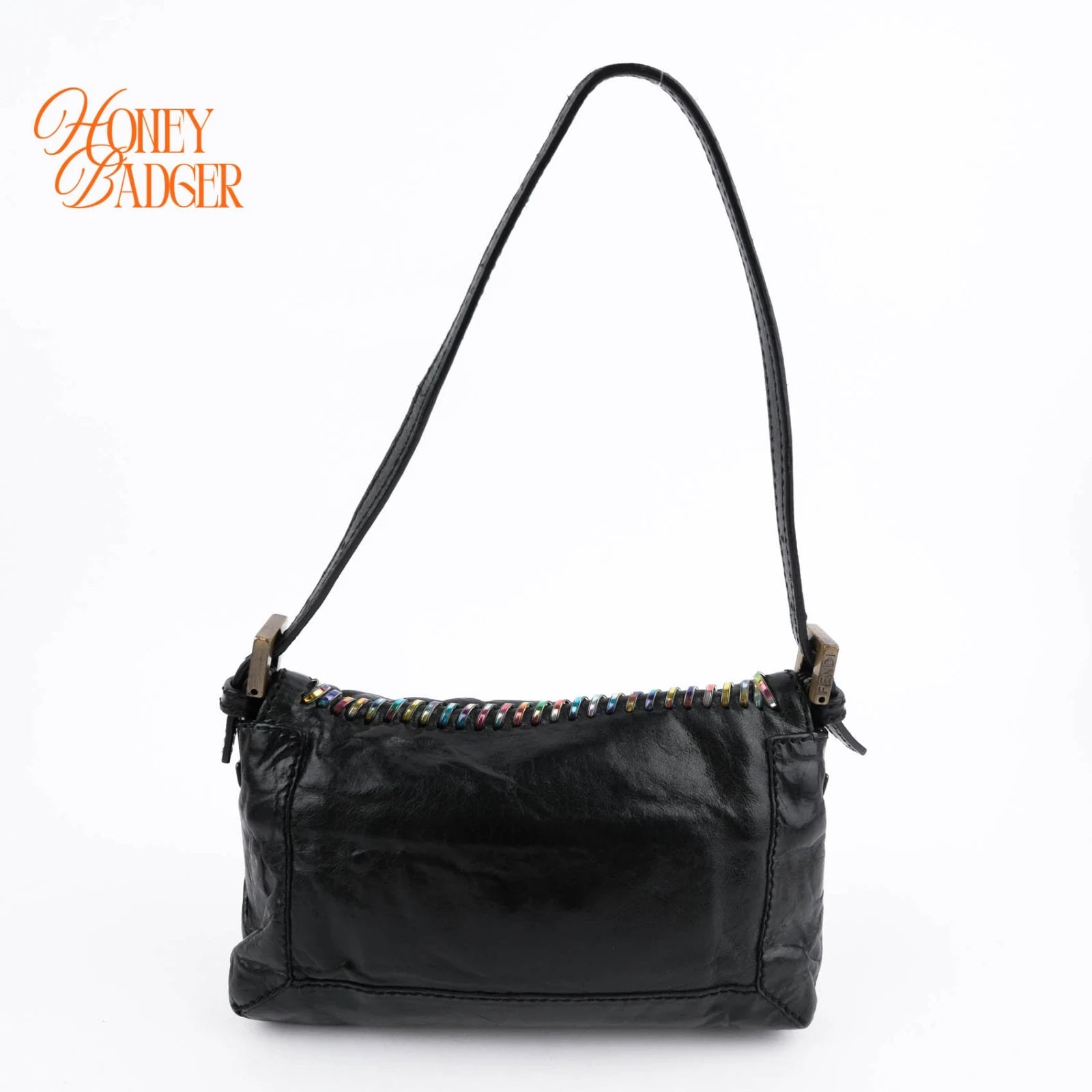 Fendi Baguette Black Multicolor Leather Mini Grade A