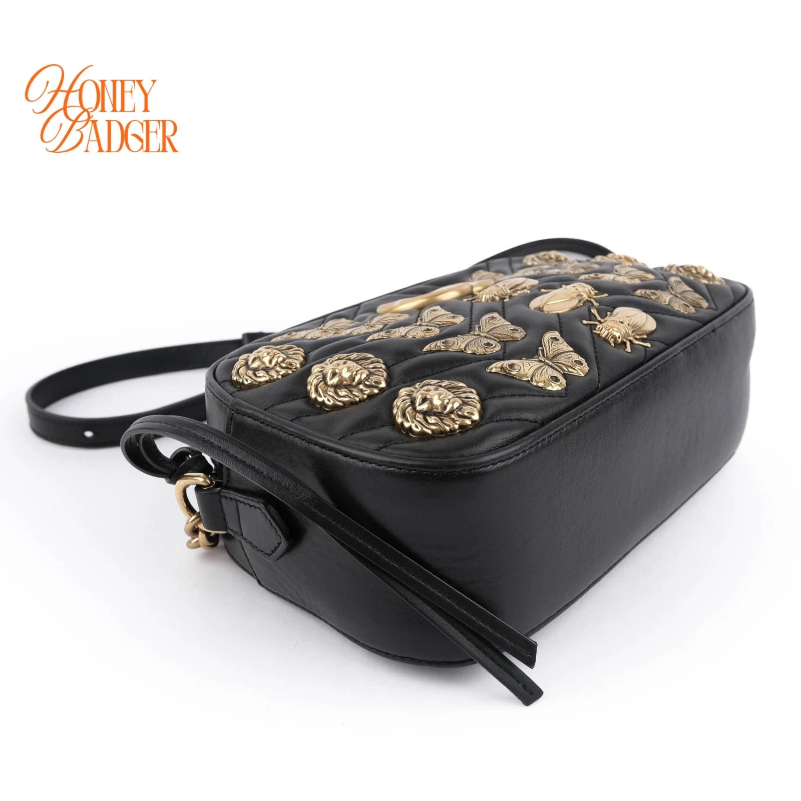 Gucci GG Marmont Small Shoulder Bag Black Leather Gold Hardware 447632