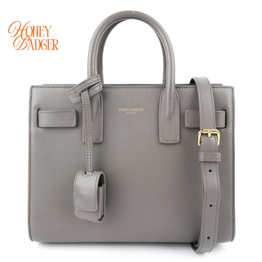 Saint Laurent Sac de Jour Nano Smooth Calfskin Urban Grey Bronze Hardware Rank A