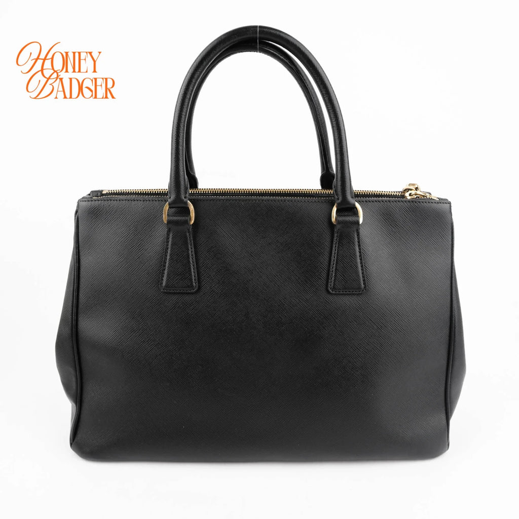 Prada Galleria Large Saffiano Leather Black Gold Hardware Rank A