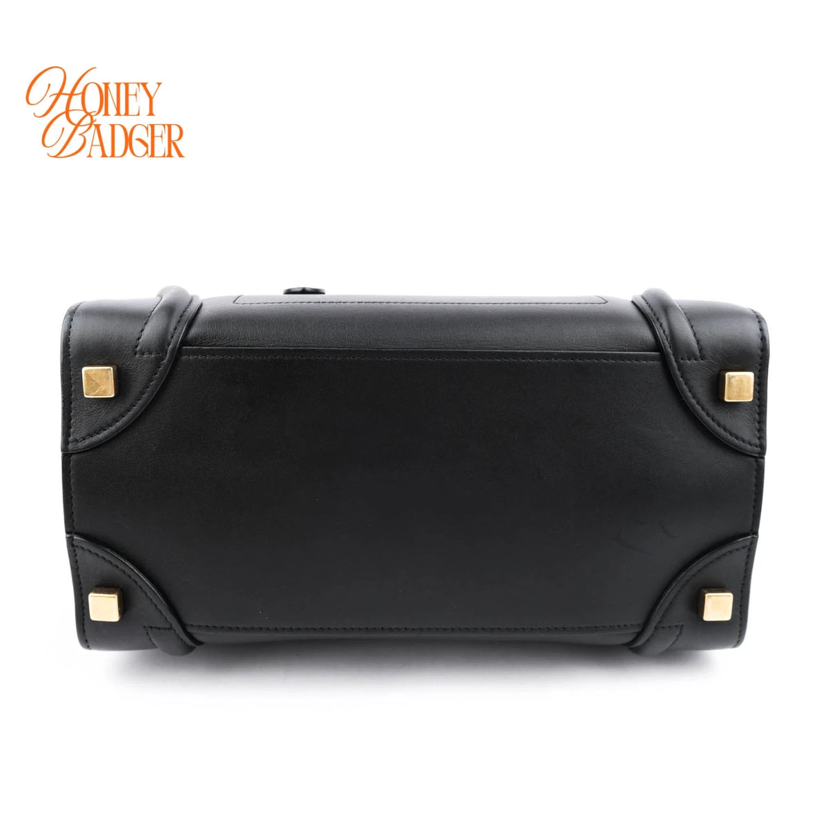 Celine Luggage Micro Smooth Leather Black Gold Hardware Rank A