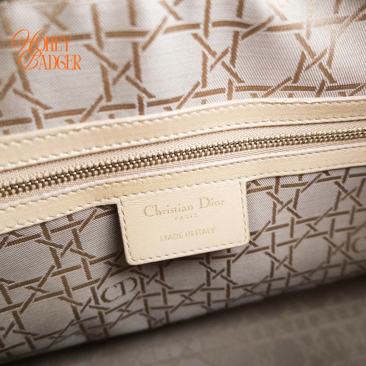 Dior Large Lady Dior Cannage Lambskin Beige Gold Hardware Rank AB