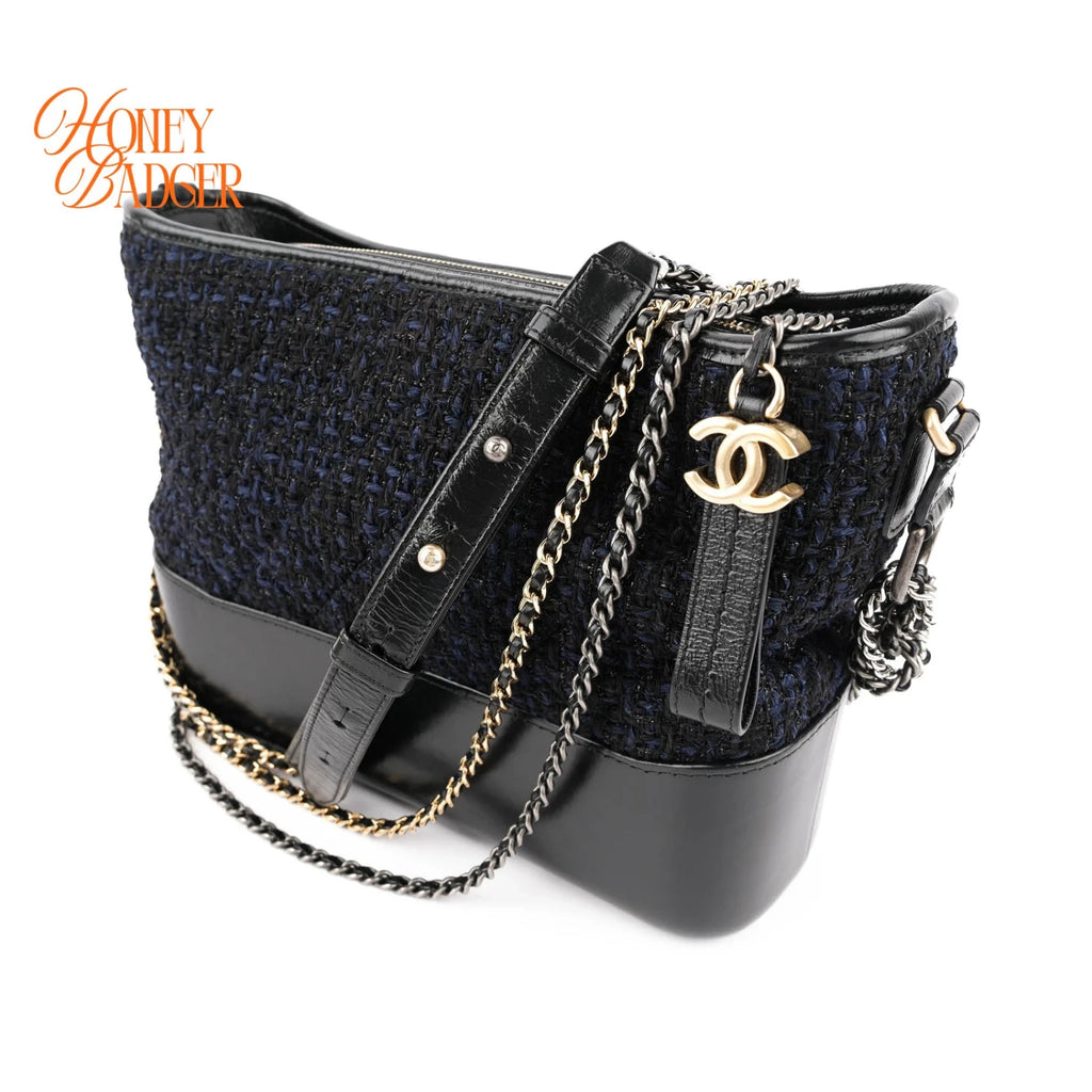 Chanel Gabrielle de Chanel Hobo Medium Tweed Navy Black