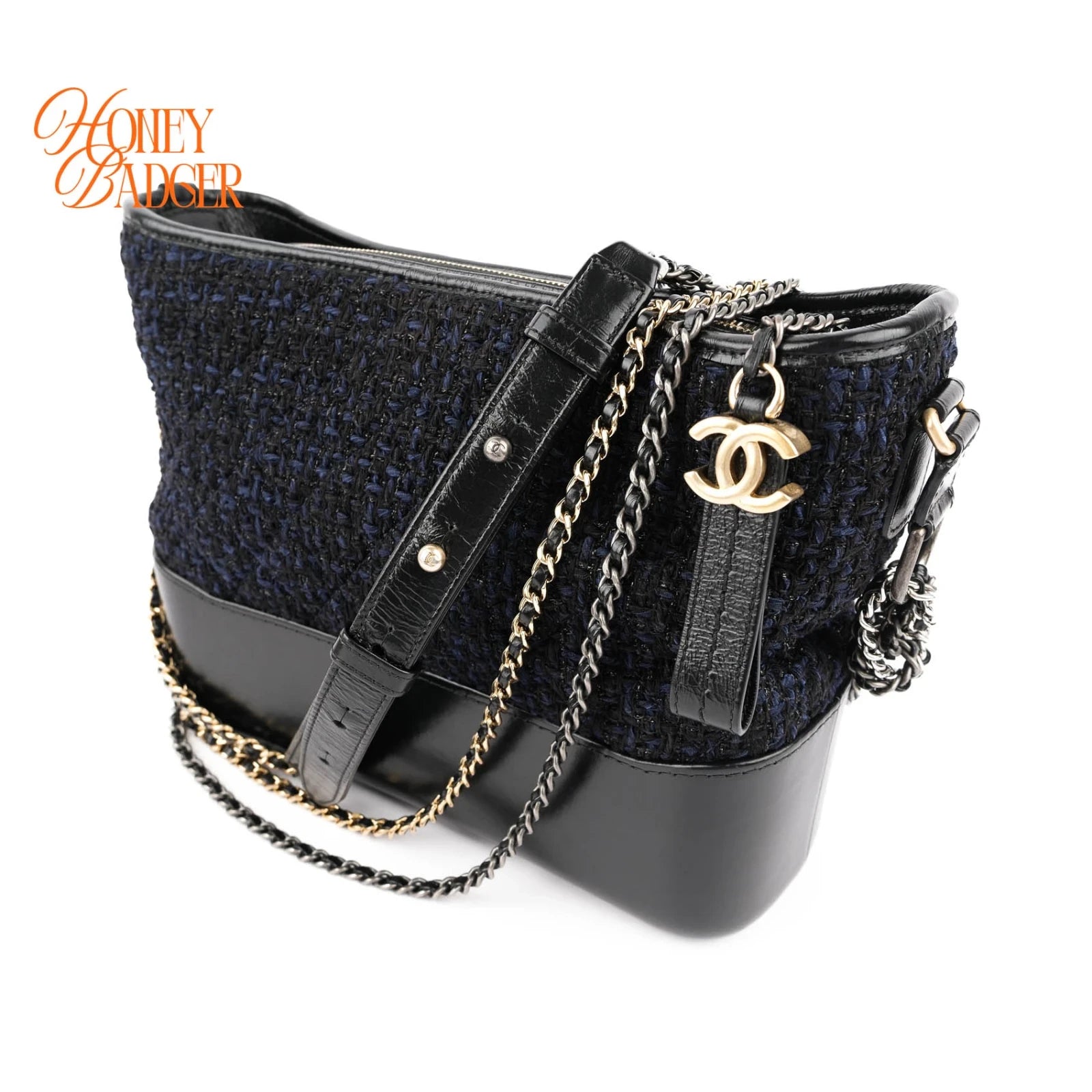 Chanel Gabrielle de Chanel Hobo Medium Tweed Navy Black