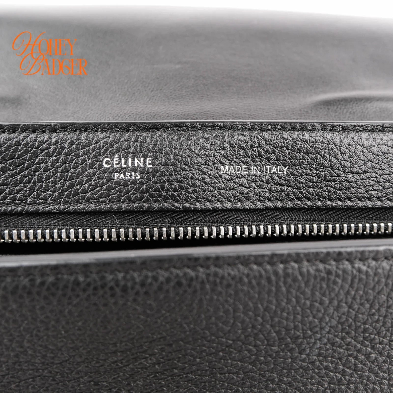 Celine Trapeze Black Grained Leather Rank A