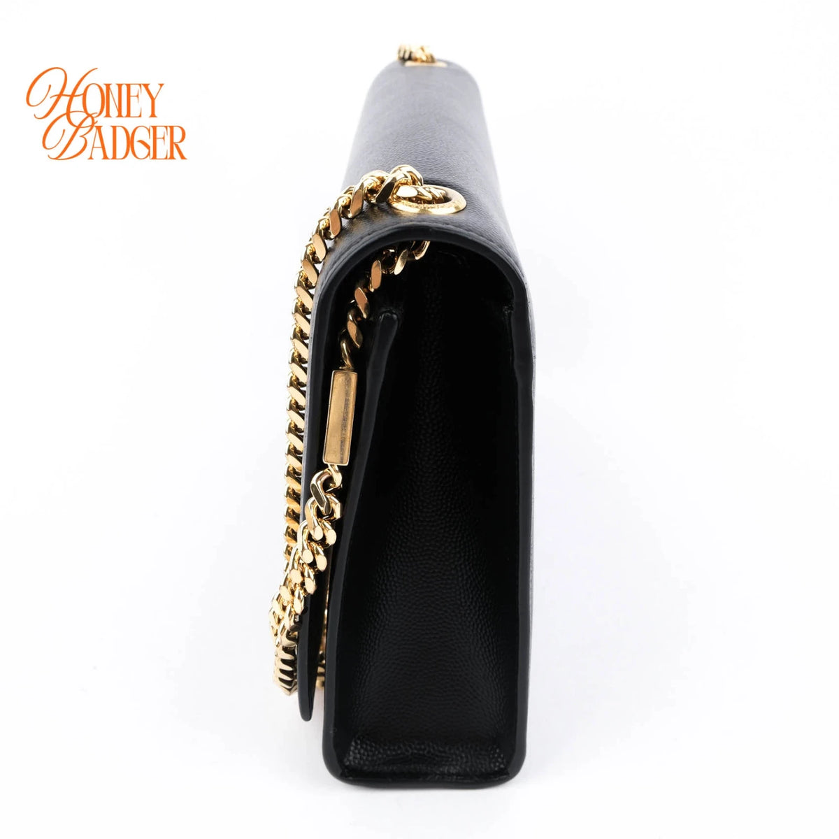 Saint Laurent Kate Medium Grain de Poudre Embossed Leather Black Light Bronze Hardware Rank A