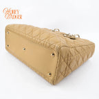 Dior Large Lady Dior Cannage Lambskin Beige Gold Hardware Rank AB