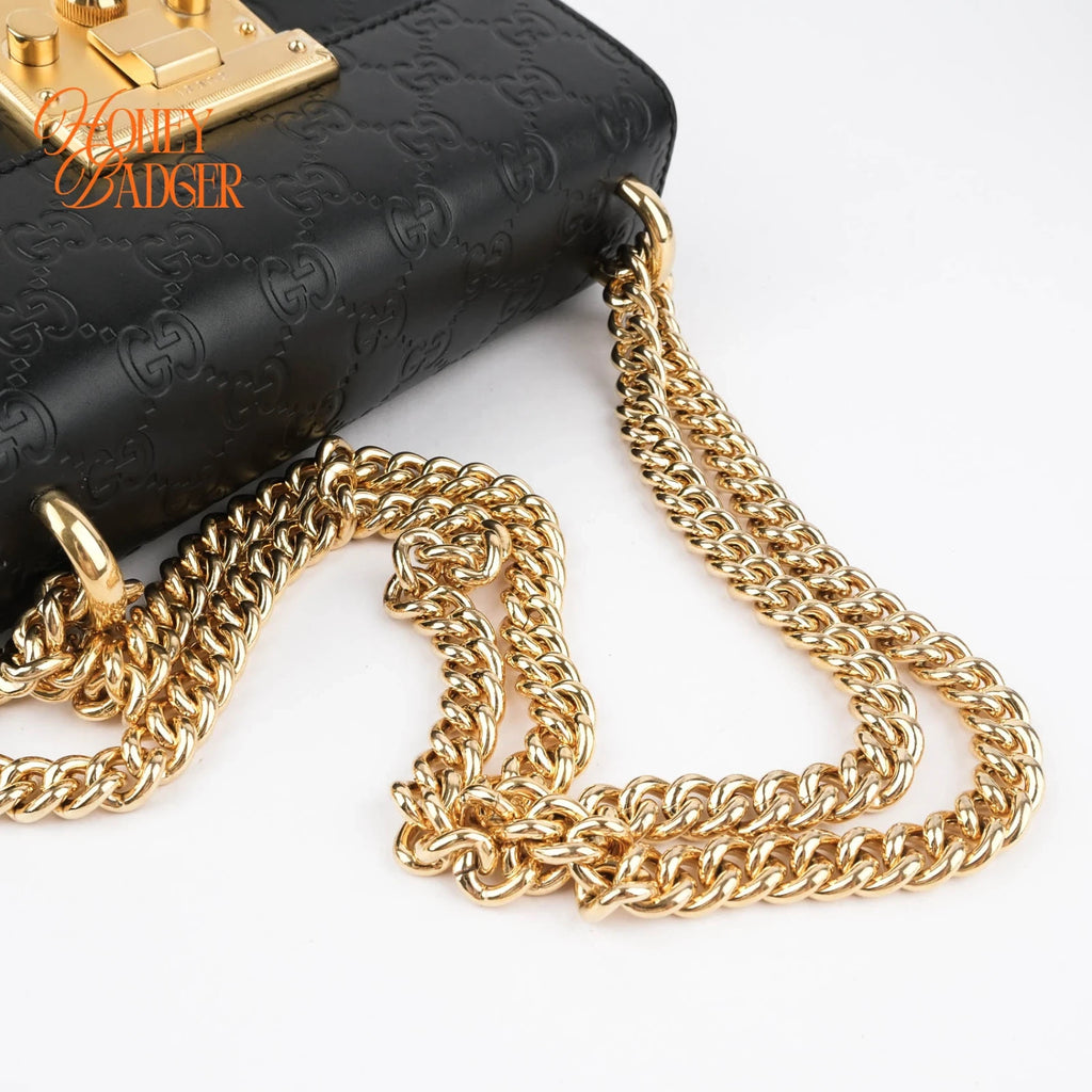 Gucci Padlock GG Signature Black Chain Bag Rank A
