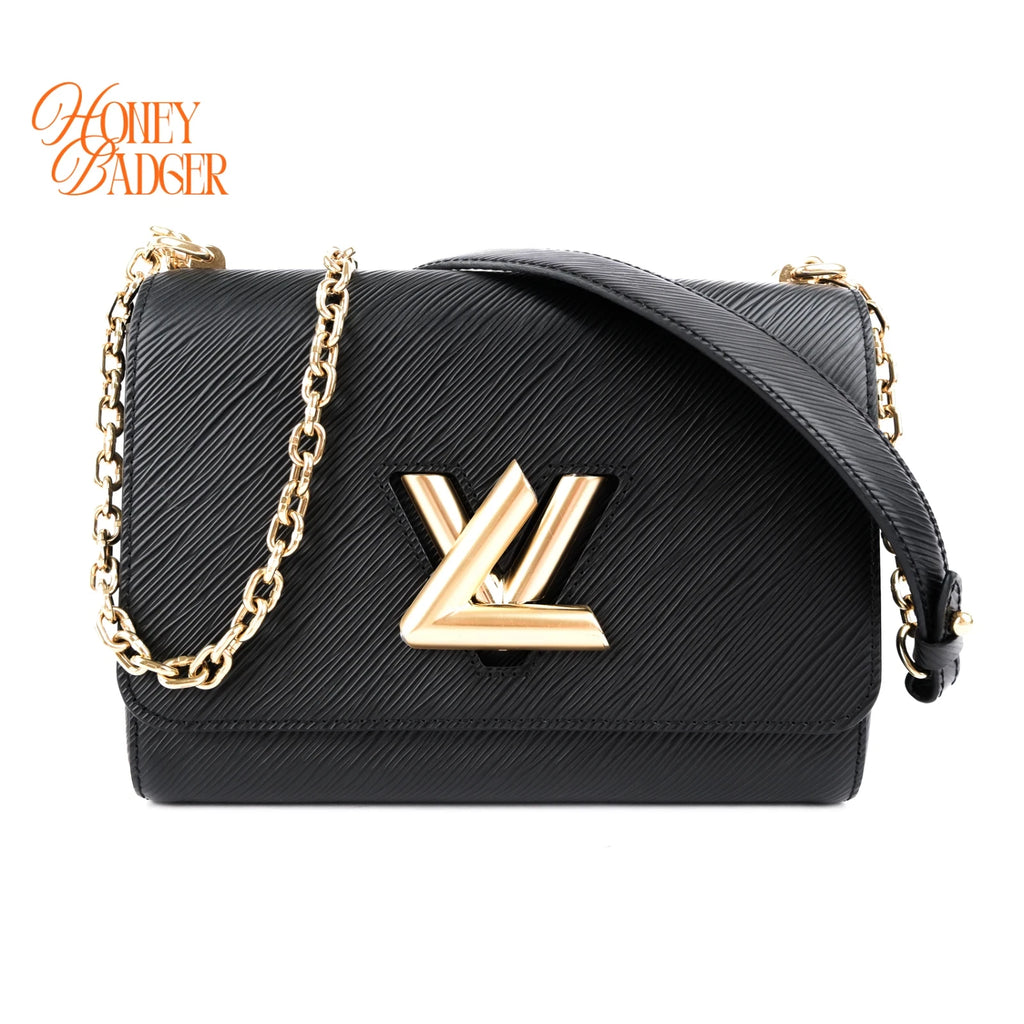 Louis Vuitton Twist MM Noir Epi Leather Chain Shoulder Bag Rank AB