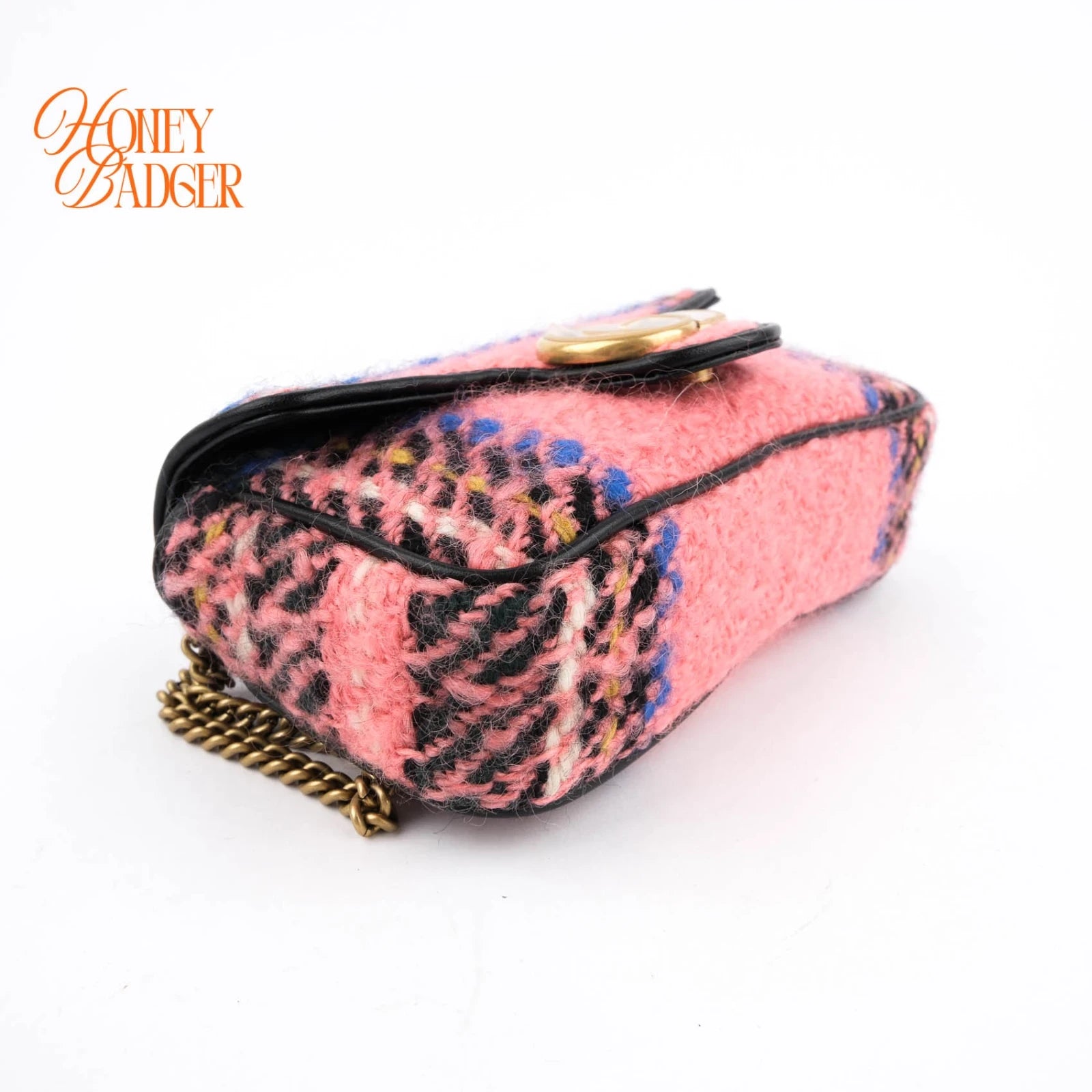 Gucci GG Marmont Mini Tweed Multicolor Chain Bag G3461 Rank A