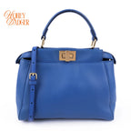 Fendi Peekaboo Iconic Mini Blue Leather 2WAY Shoulder Bag 8BN244