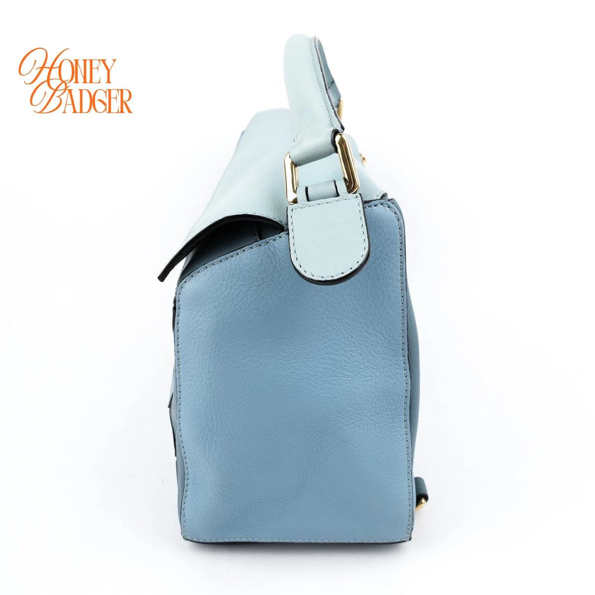 Loewe Puzzle Bag Medium Classic Calfskin Aqua Light Blue Stone Blue Gold Hardware Rank AB