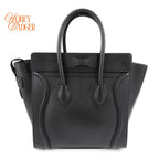 Celine Luggage Micro Smooth Leather Black Gold Hardware Rank A