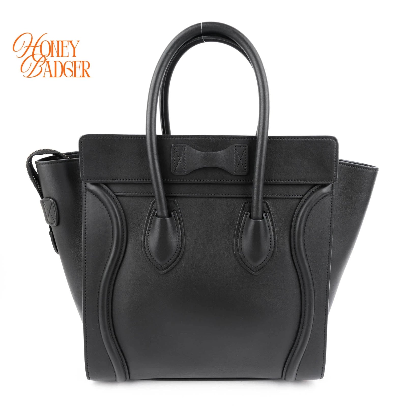 Celine Luggage Micro Smooth Leather Black Gold Hardware Rank A