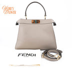 Fendi Peekaboo ISeeU Medium Calfskin Dove Grey Gold Hardware Rank A