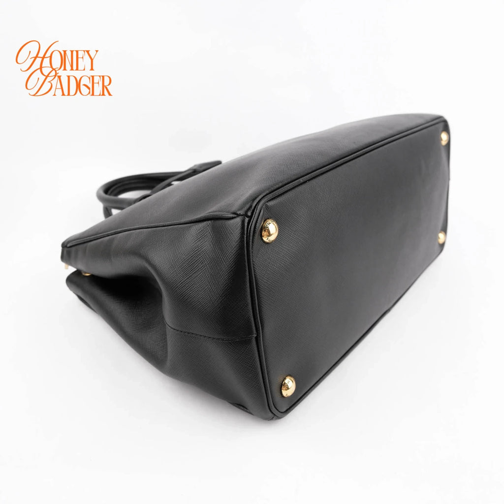 Prada Galleria Large Saffiano Leather Black Gold Hardware Rank A