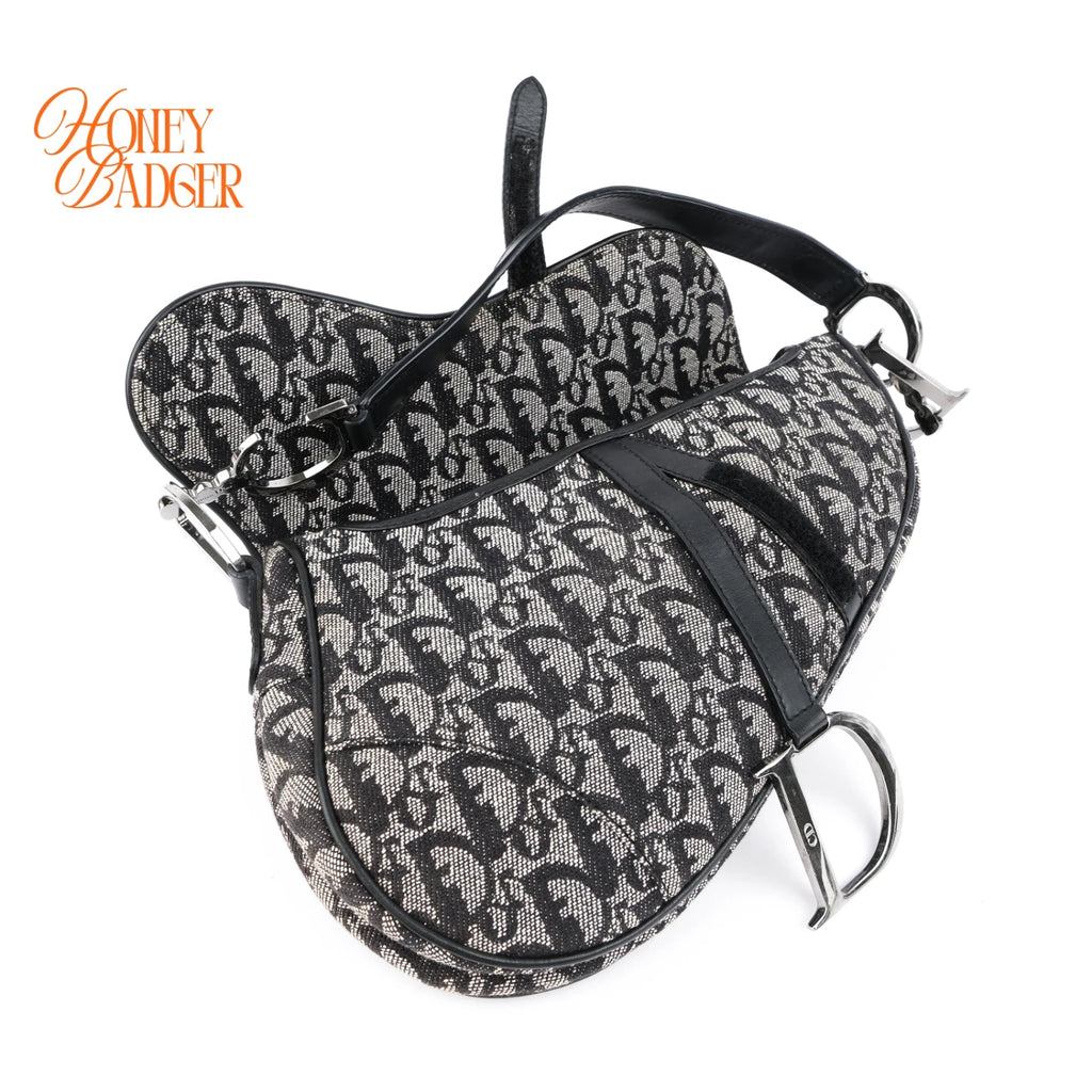 Dior Saddle Bag Medium Oblique Jacquard Black Rank A