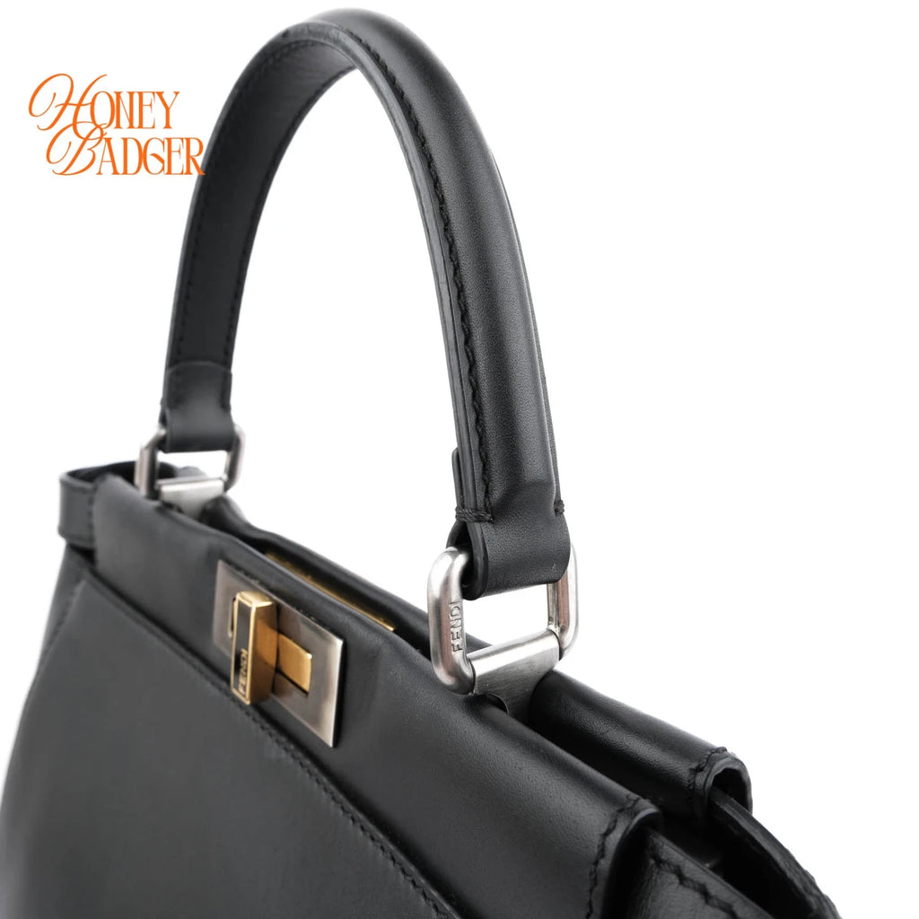 Fendi Peekaboo Medium Smooth Leather Black Rank A