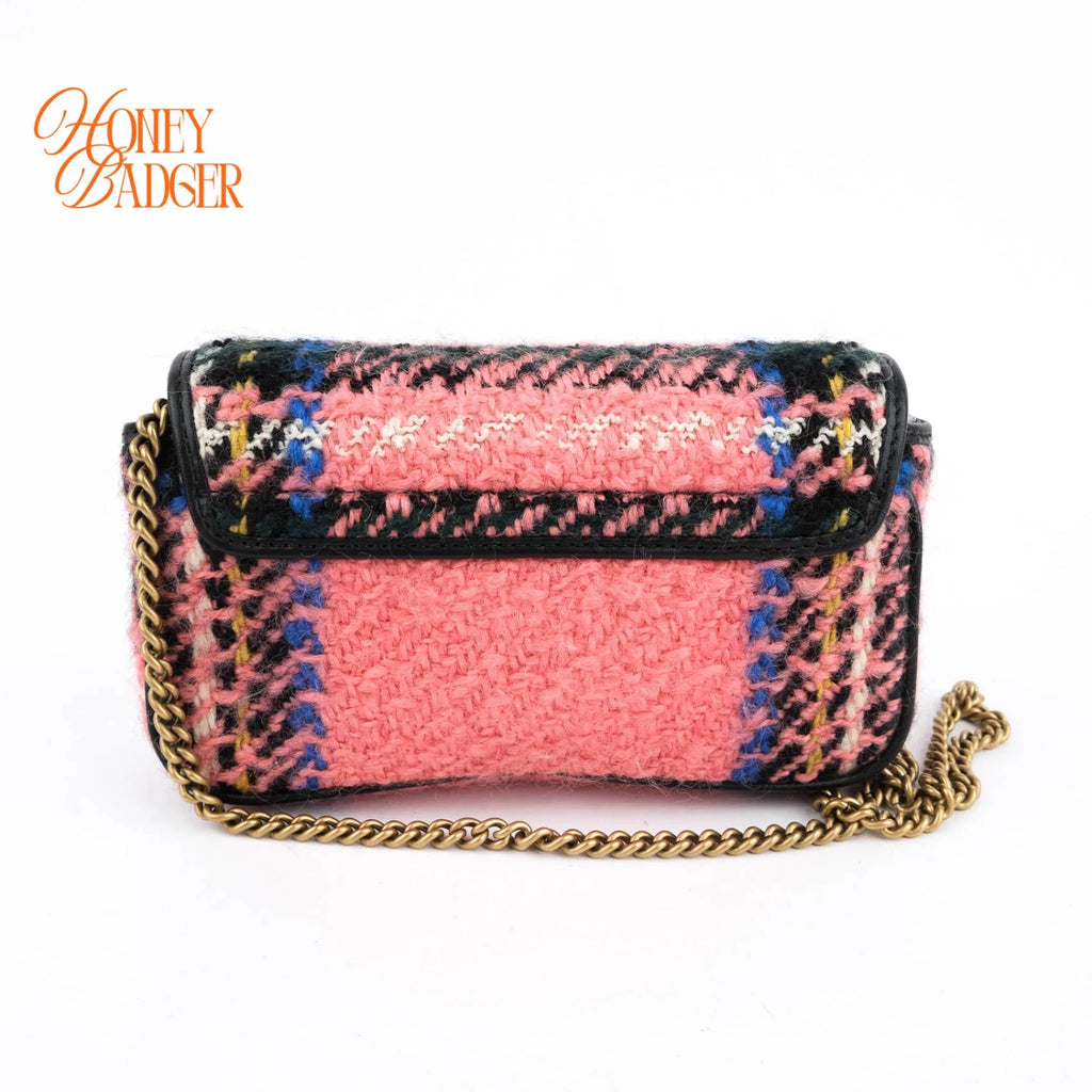 Gucci GG Marmont Mini Tweed Multicolor Chain Bag G3461 Rank A