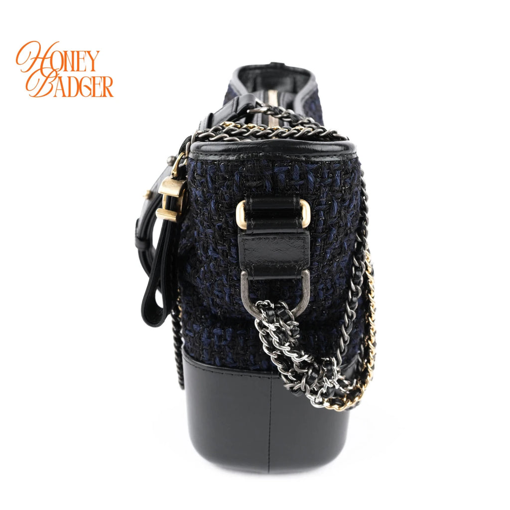 Chanel Gabrielle de Chanel Hobo Medium Tweed Navy Black