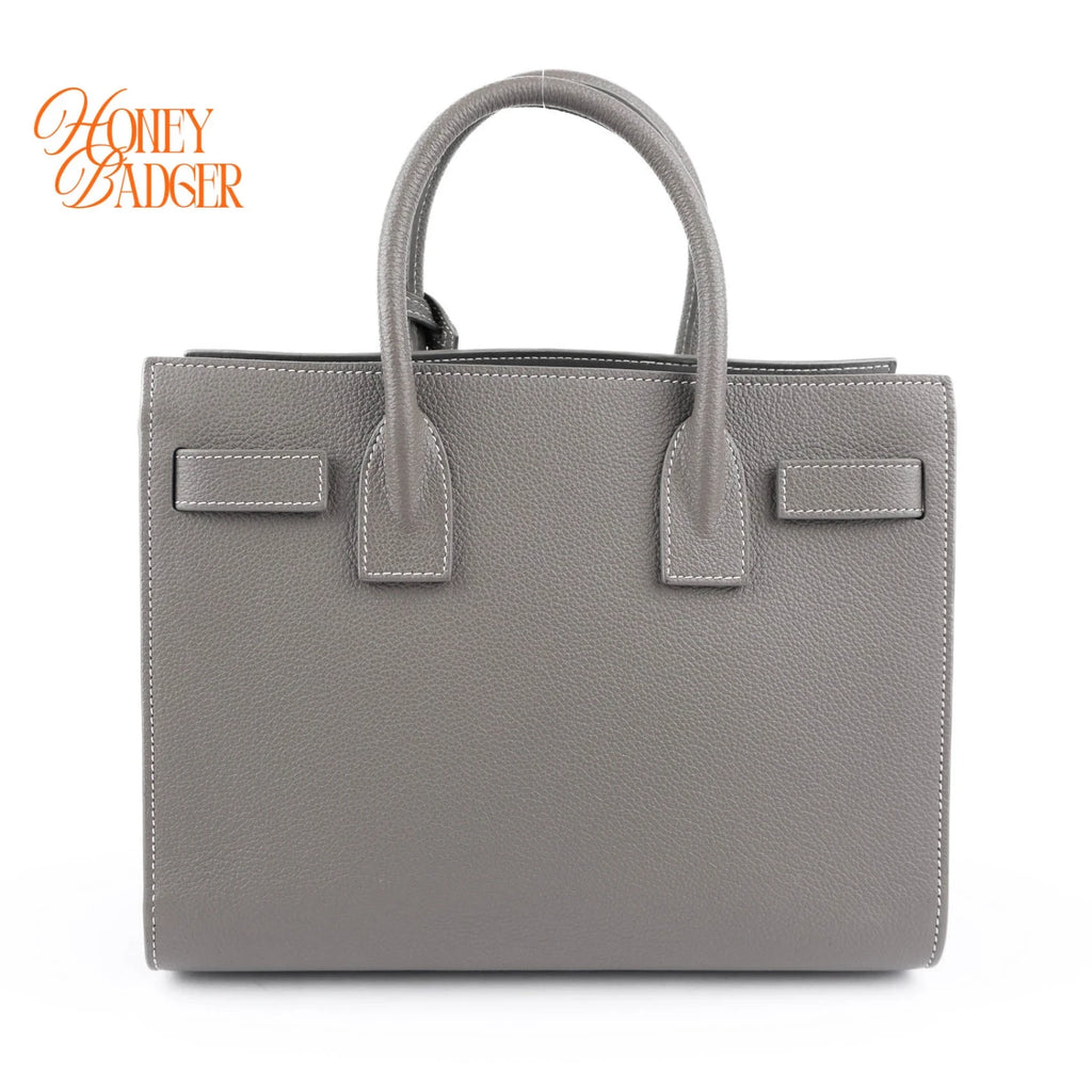 Saint Laurent Classic Baby Sac De Jour Grained Leather 2WAY Bag Grey 421863