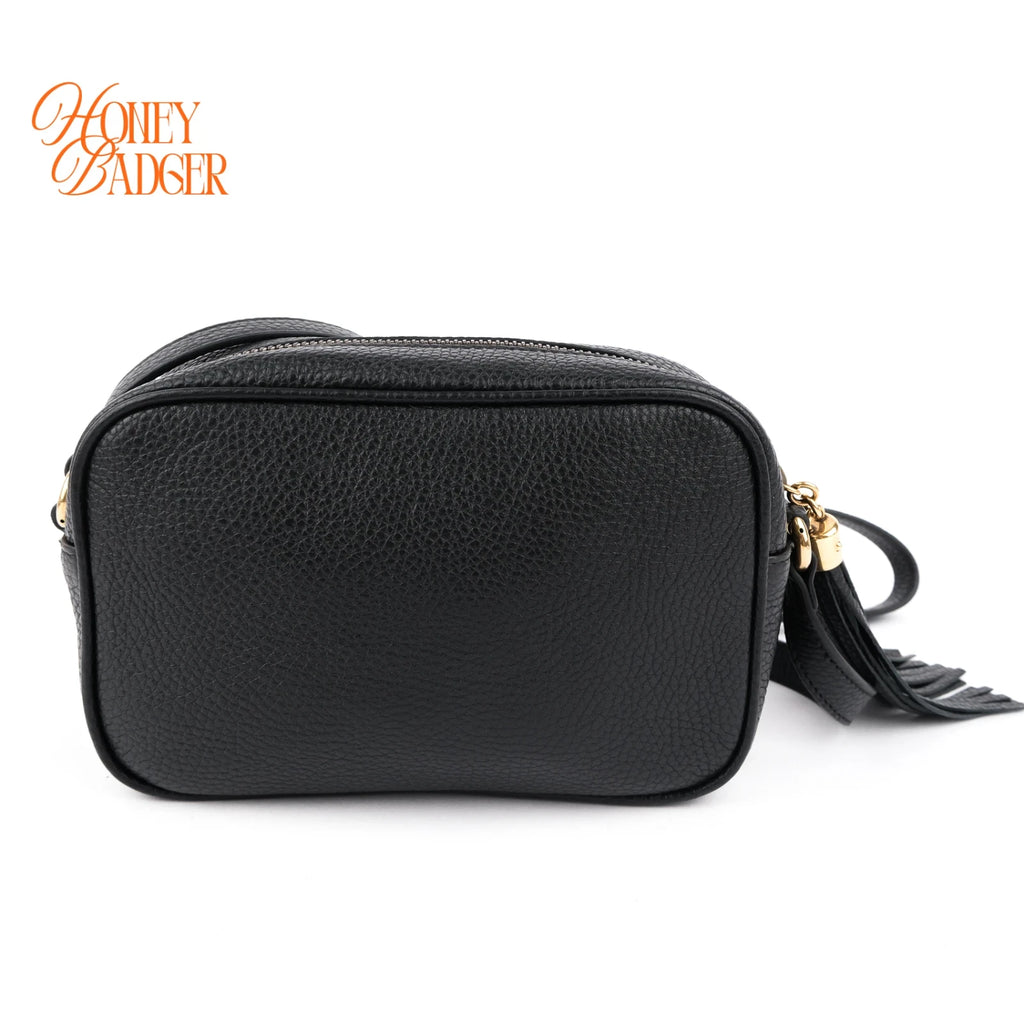 Gucci Soho Mini Disco Black Grained Leather Crossbody Camera Bag Rank A