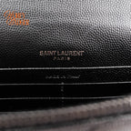 Saint Laurent Cassandre Envelope Chain Wallet Grain de Poudre Leather Black Matte Black Hardware Rank A