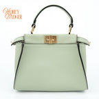 Fendi Peekaboo Mini Leather Light Green Gold Hardware Rank A